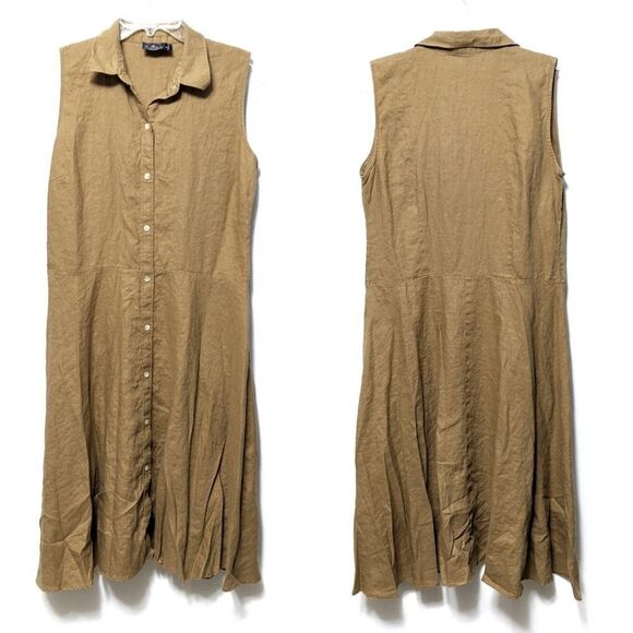 AMERICAN LIVING 100% Linen Button Midi Dress 14 - Picture 1 of 7